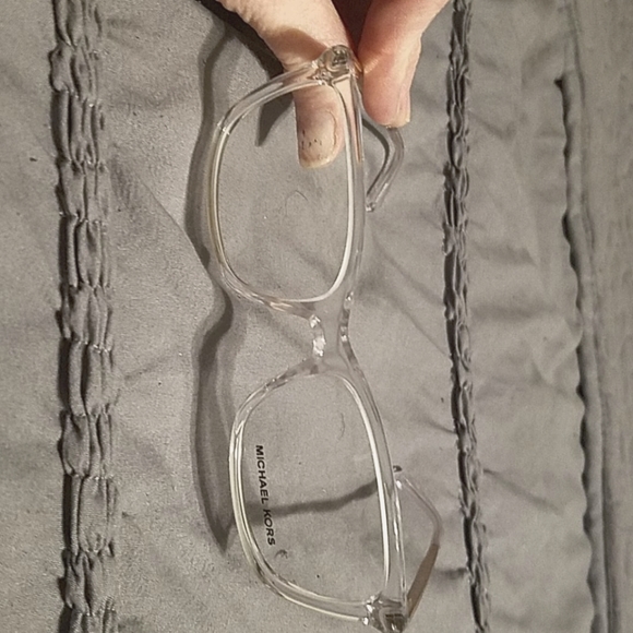 Michael Kors, clear and rose gold glasses